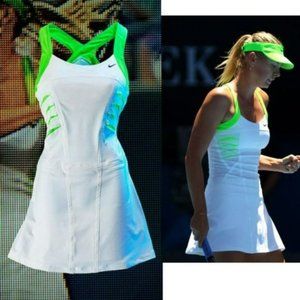 Nwt Nike Maria Sharapova Tennis Dress w/ Bra skirt White Lime M Medium
